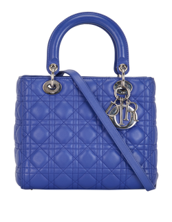 Medium Lady Dior, Leather, Blue, 18-MA-0113, S/DB, 2*